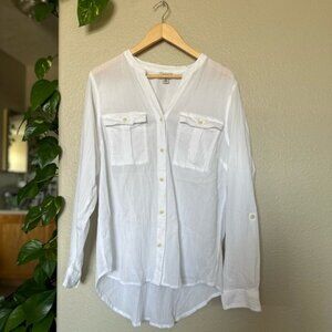 L.L. Bean Classic White Button Up Shirt
